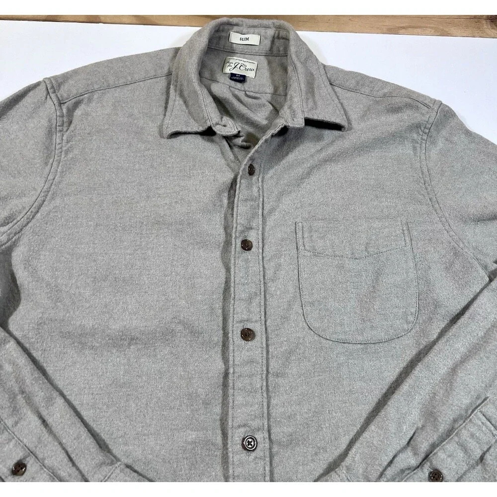 J. Crew Chamois Style Brushed Cotton Button Up Shirt Slim Fit Men's Medium